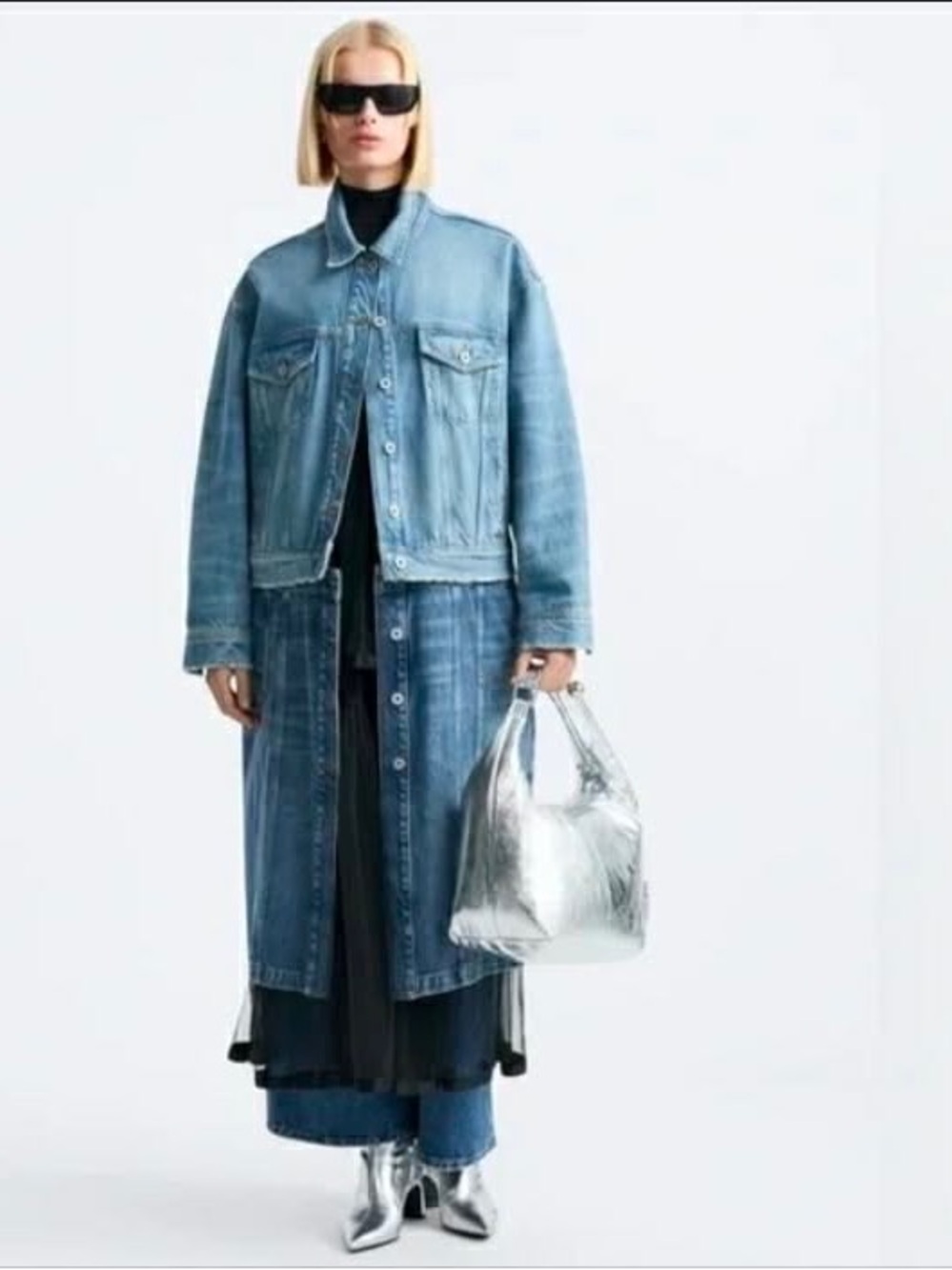 Zara x Maison Special Detachable Denim Dress- Blue - Women's size XS/SMALL